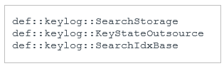 Figure 18. Method and class names from the RTTI data of the NightClub keylogger plugin Figure 18. Method and class names from the RTTI data of the NightClub keylogger plugin